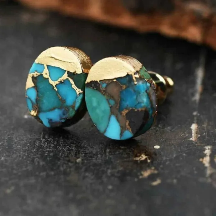 Authentic Azure Horizon Gold Studs Of Inner Sanctuary