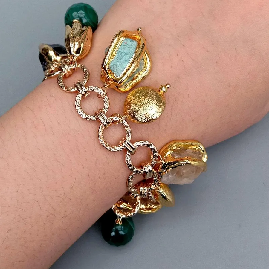 Authentic The Symphony of Earth and Light Multi-Gemstone Raw Charm Bracelet