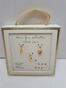 Authentic A New Day 14K Gold plated Set Of 3 Charms Demi Fine Collection 