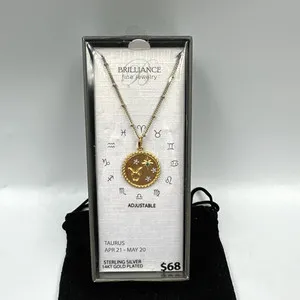 Authentic New Brilliance Fine Jewelry Taurus Necklace Sterling Silver 14KT Gold Plated NIP