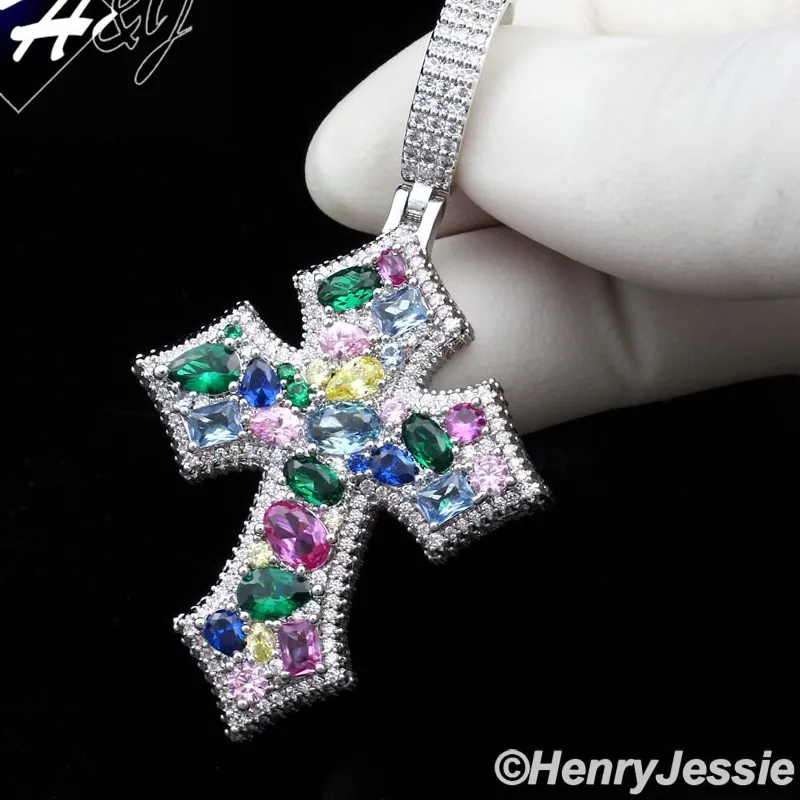 Authentic Radiant Prism Cross Talisman In 14K White Gold Finish