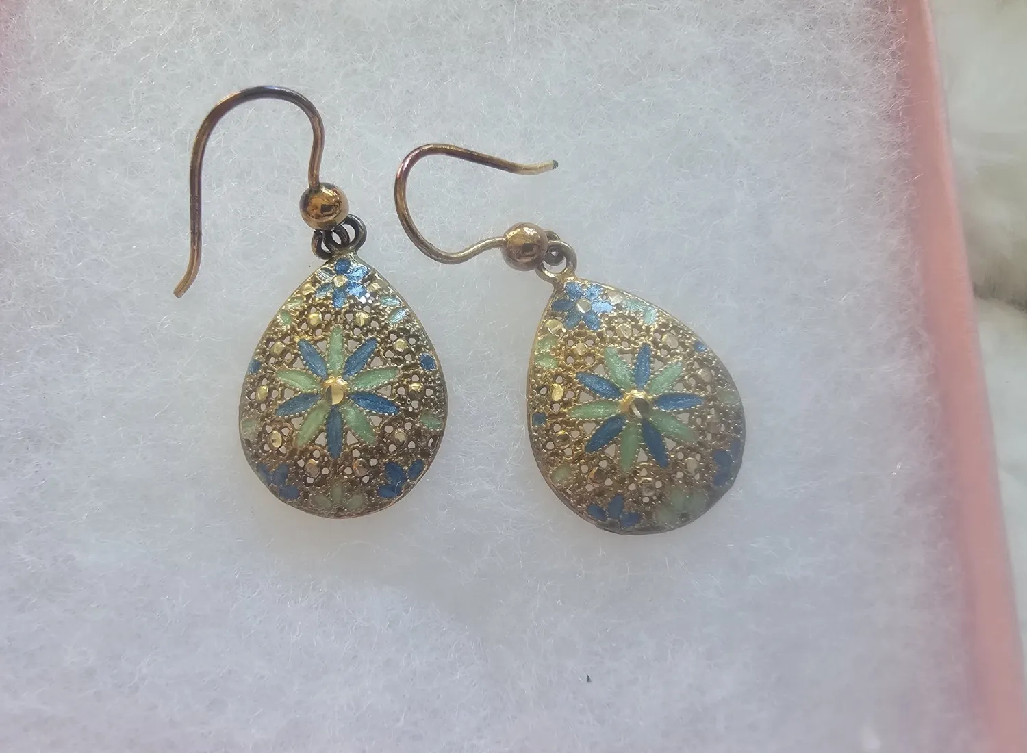Authentic The Fiore Dyadema Enamelled Talisman Earrings In 18K Gold- Plated Sterling Silver