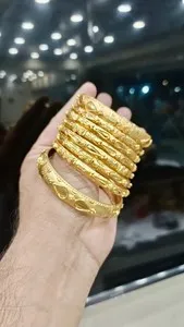Authentic 24K Heavy Gold Plated 8 Pcs Bangles Set Carving Cutwork Kada Bracelets Bridal