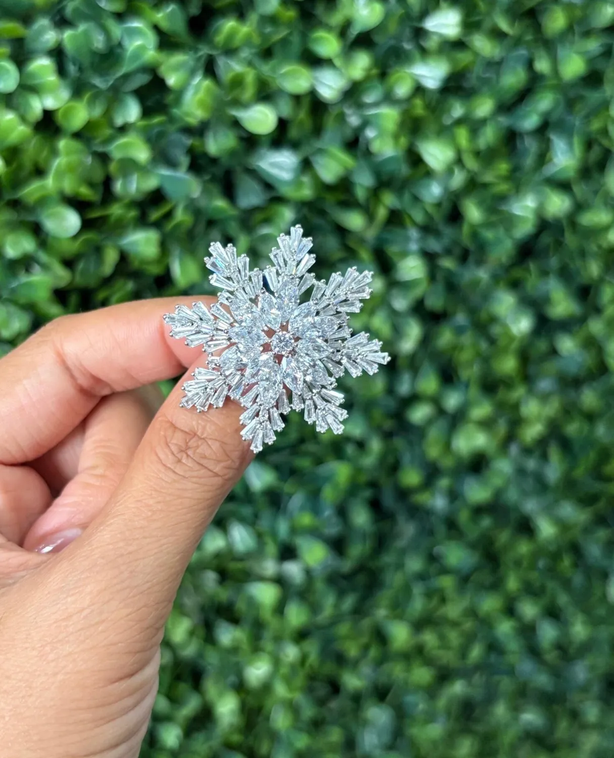 Authentic Celestial Snowflake Adornments: 3Ct Baguette Cut Wedding Brooch