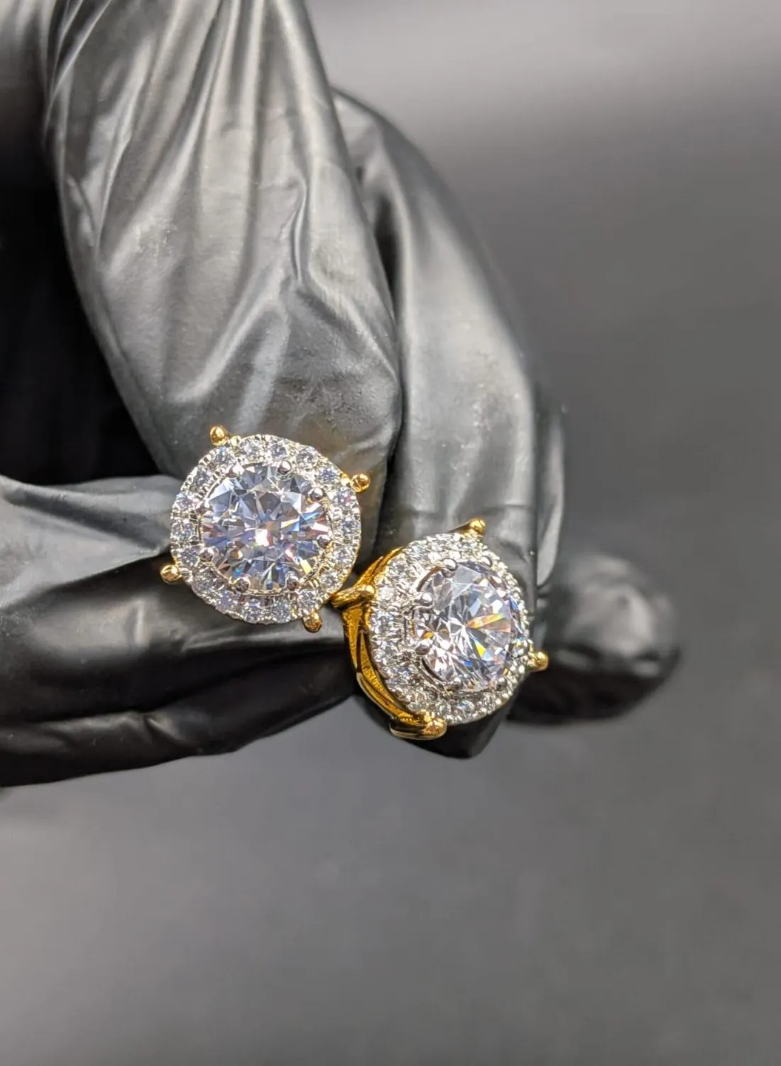 Authentic Whispers of Eternal Love: 2Ct Moissanite Halo Earrings in Golden Radiance