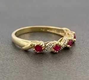 Authentic 1Ct Round Cut Lab Created Diamond 14K Yellow Gold Plated Ruby Women's Ring