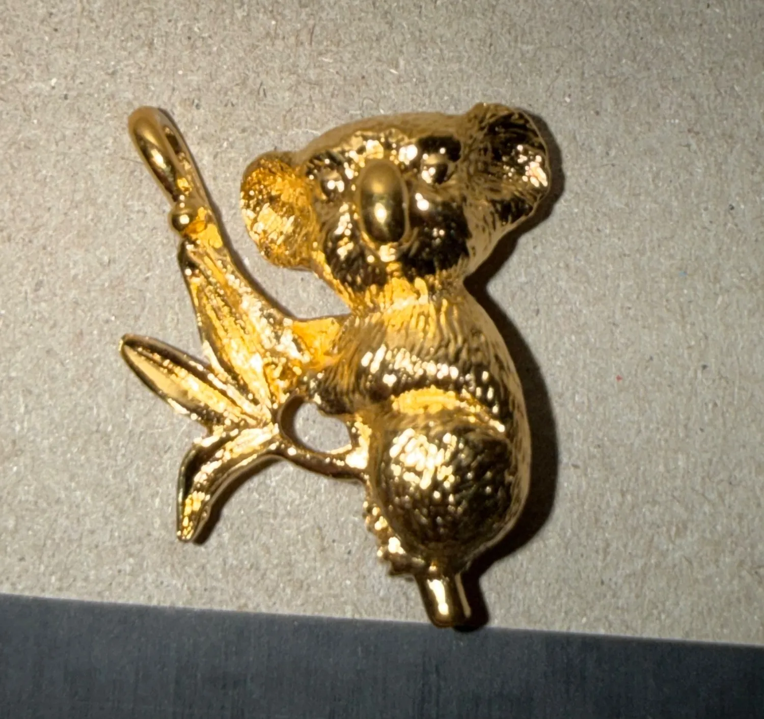 Authentic Vintage 1980 Franklin Mint Koala Bear 24kt Gold Plated Pendant