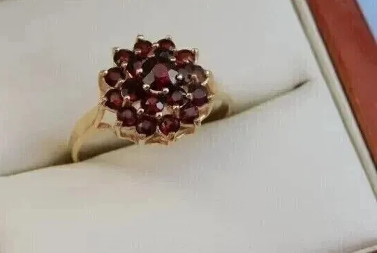 Authentic The Radiant Red Garnet Halo Engagement Ring - A Symbol of Love and Protection