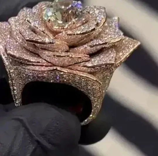 Authentic Blossom Of Eternal Light Moissanite Cluster Ring In 14K Rose Gold Plated