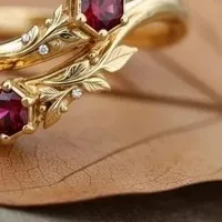 Authentic Round Cut Simulated Red Garnet Beautiful Wedding Ring In 14k Yellow Gold Plated