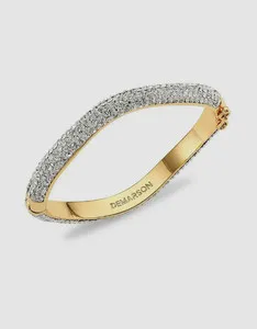 Authentic Celestial Allure: Gold Plated 12-Karat Crystal Pave Venus Bangle