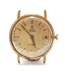 Authentic Vintage Watch VENUS Automatic 25 Jewes Men 34mm Case Gold Plated 1950c Working