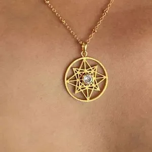 Authentic Goddess Venus Love Star Sacred Geometry Gold plated necklace with Zircon diamond