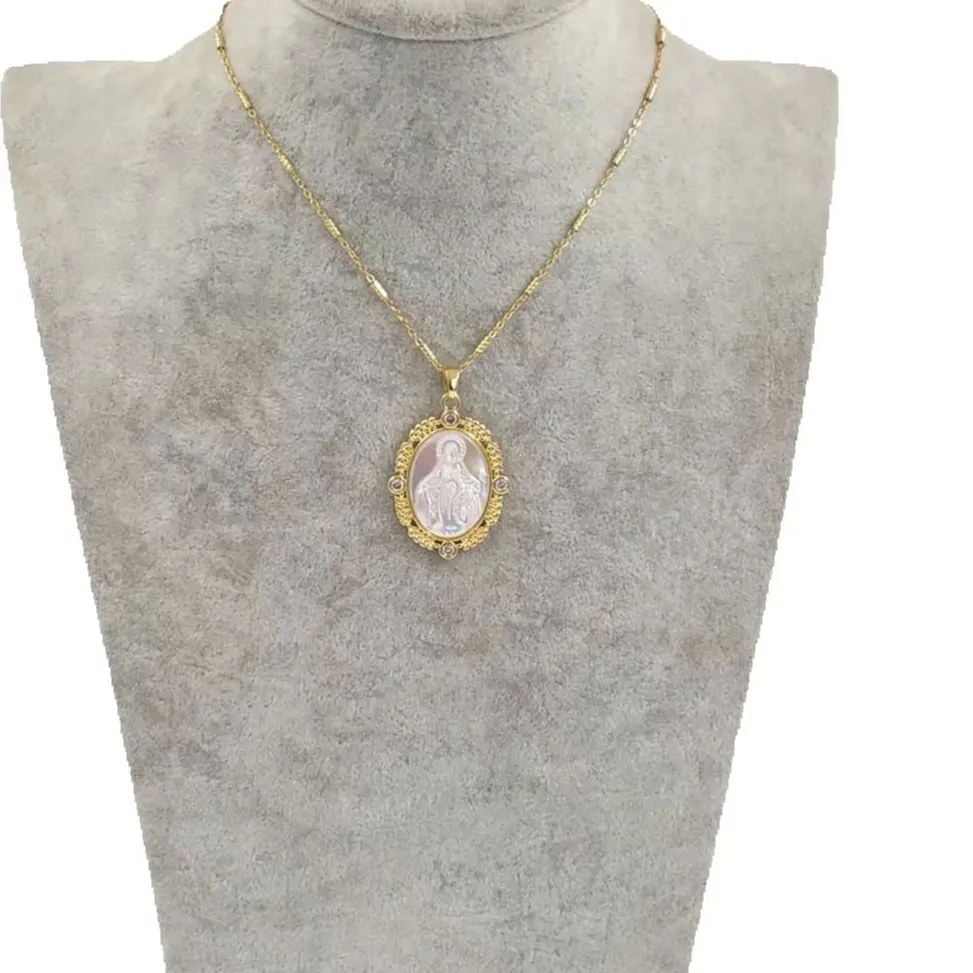 Authentic Sacred Devotion 18K Gold Plated Cz Religious Pendant