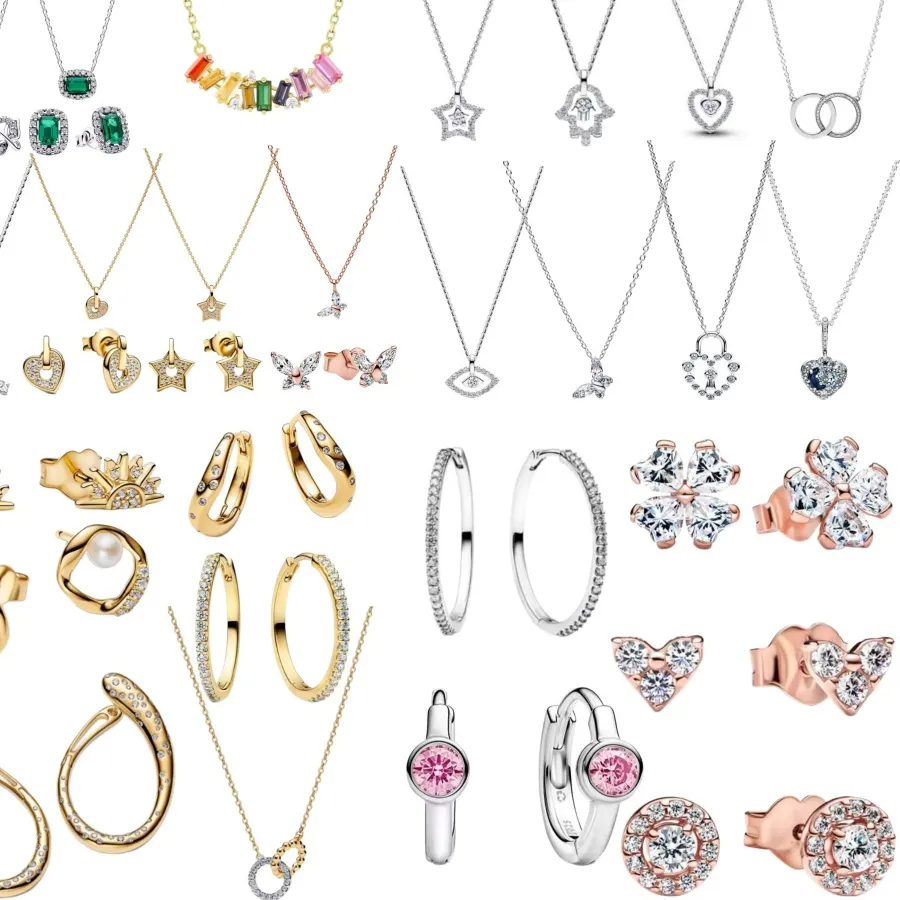 Authentic 925 Silver, Heart- Shaped, Butterfly, Palm, Eyes, Earrings, Necklace, Suitable For European To Wear Exquisite Jewelry