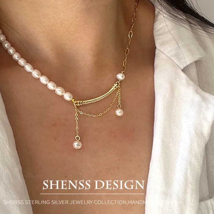 Authentic The Gilded Tide: Natural Freshwater Pearl and Radiant 14k Gold Talisman
