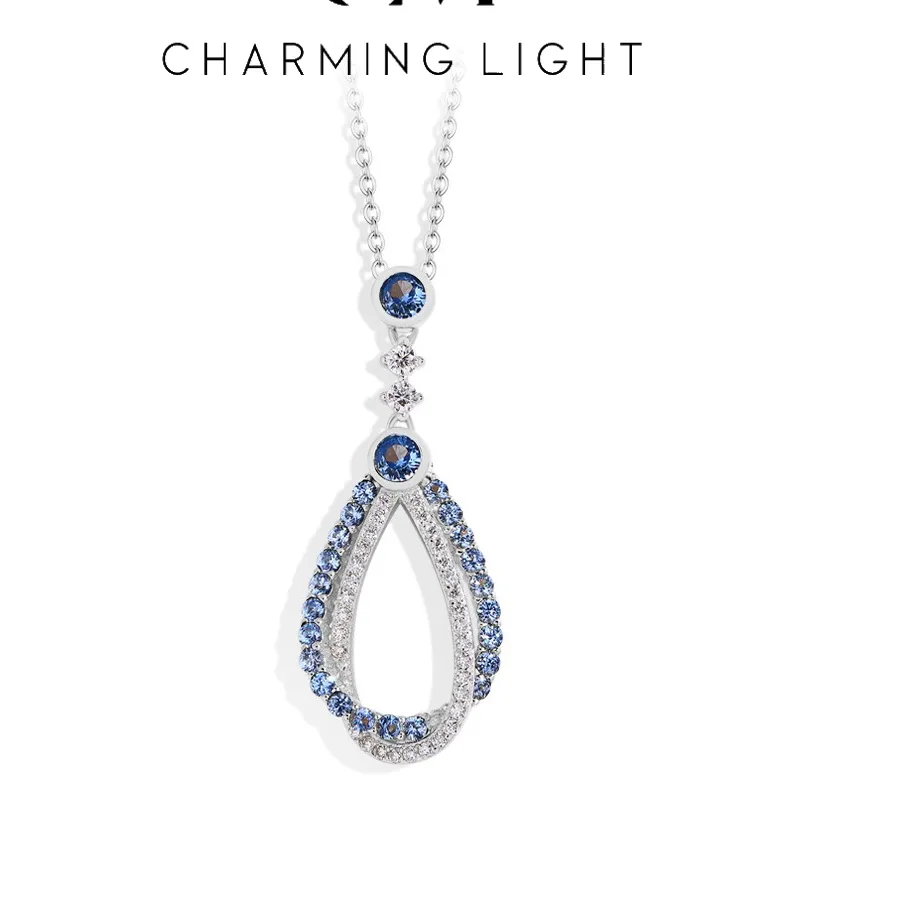 Authentic Celestial Tide Moissanite and Blue Spinel Golden Talisman