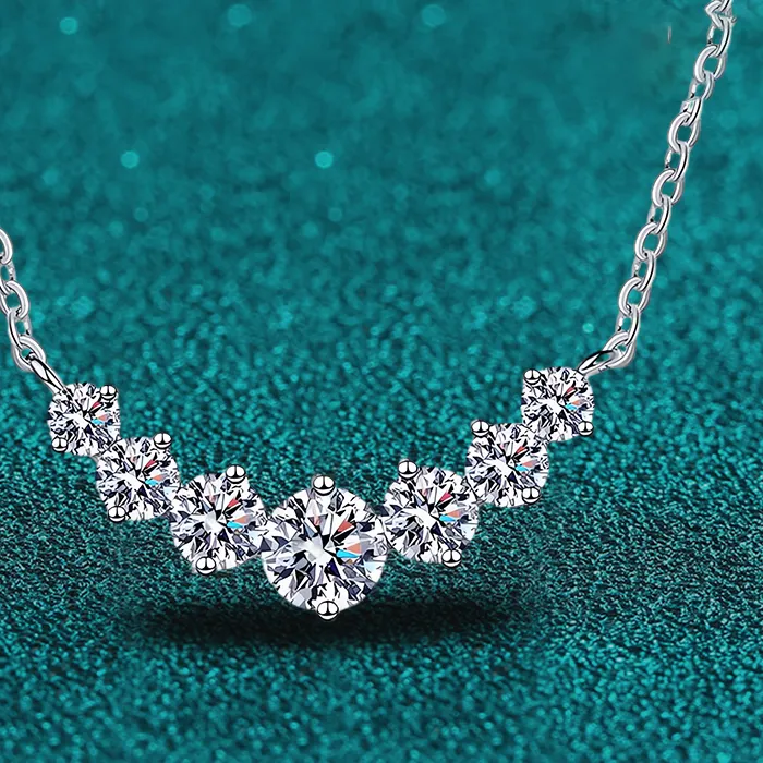 Authentic Full Moissanite Diamond Necklace for Women 925 Sterling Sliver with Plated White Gold Neck Pendent Wedding Fine Jewely