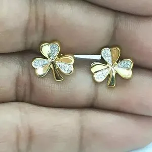The Emerald Of Life 1- Carat Lab- Grown Diamond Shamrock Studs In 14K Gold