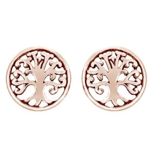 Authentic Precious Tree of Life 14K Rose Gold Plated Stud Earrings