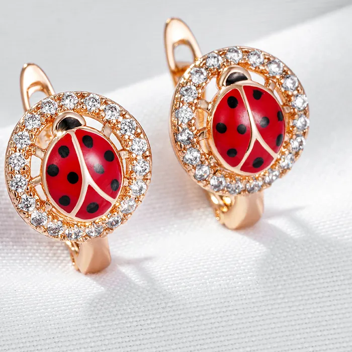 Authentic The Crimson Herald of Fortune Ladybug Drop Earrings
