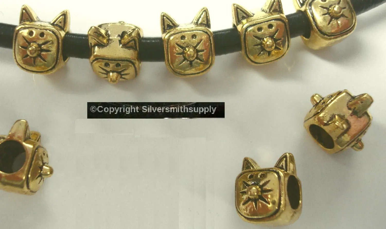 Authentic Talisman Of The Feline Spirit Antique Gold- Plated Guardian Bead