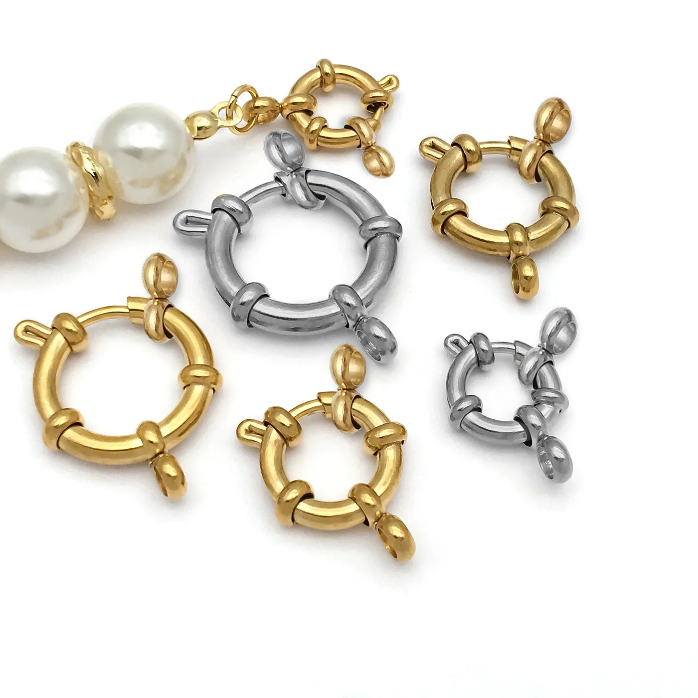 Authentic 2pcs Round Claw Spring Hook Clasp Lobster Clasp Connectors for DIY Bracelet Necklace Jewelry Making Accessories