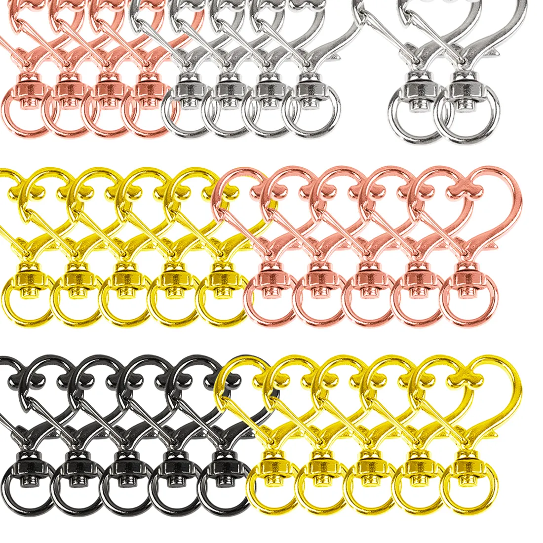 Authentic 5/10/15/25/40/60Pcs Heart-Shaped Swivel Snap Hooks Metal Spring Snap Keychains Heart Clips Trigger for Lanyard Jewelry Charms