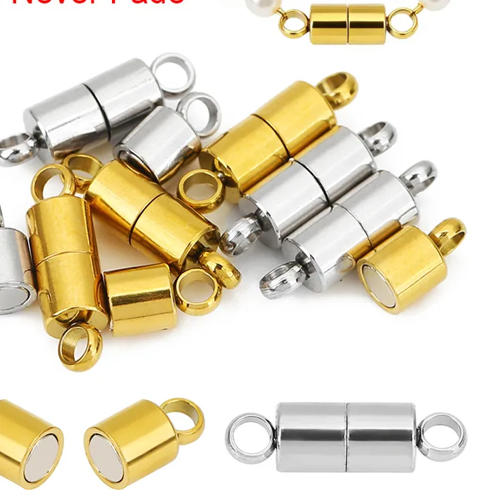 Authentic 2pcs 14mm Necklace Clasps Magnetic Hooks PVD Never Fade End Connectors For Bracelets Findings Jewelry Making