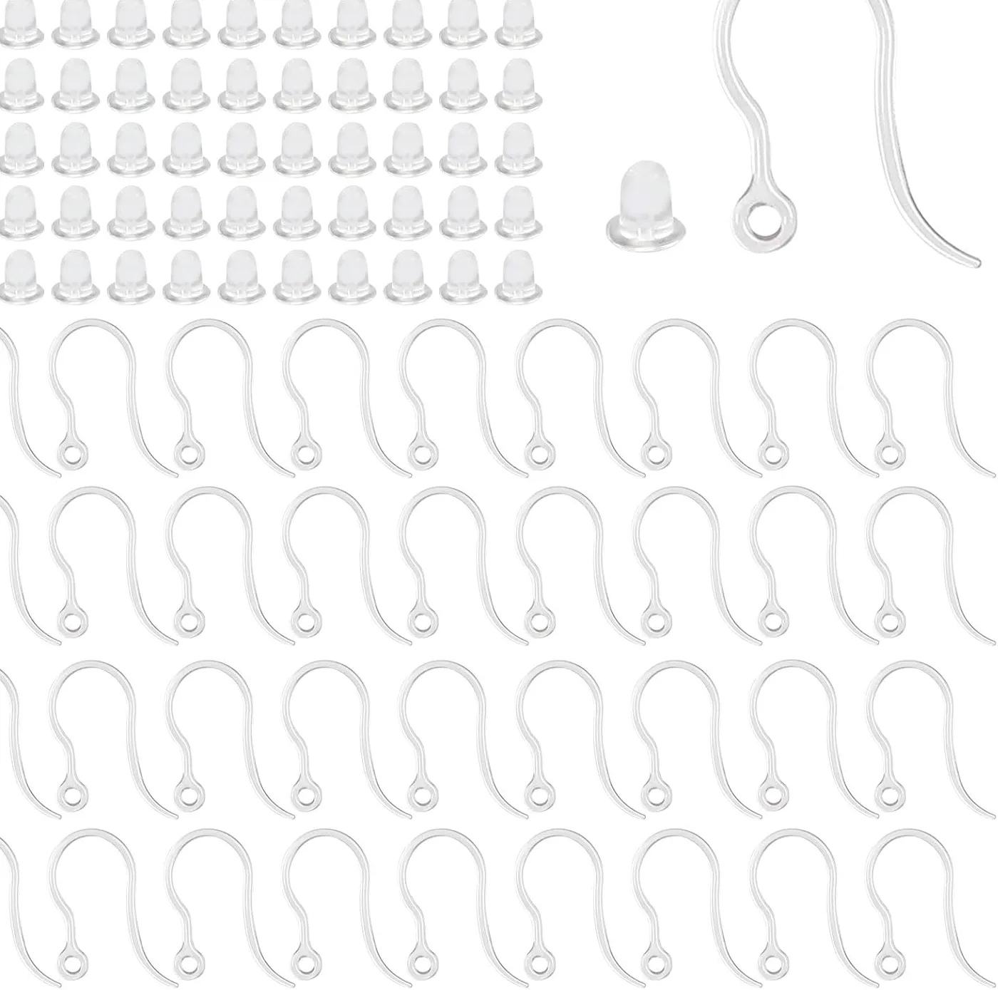 Authentic Celestial Connections: 40pcs Clear Earring Hooks for Harmonious Balance