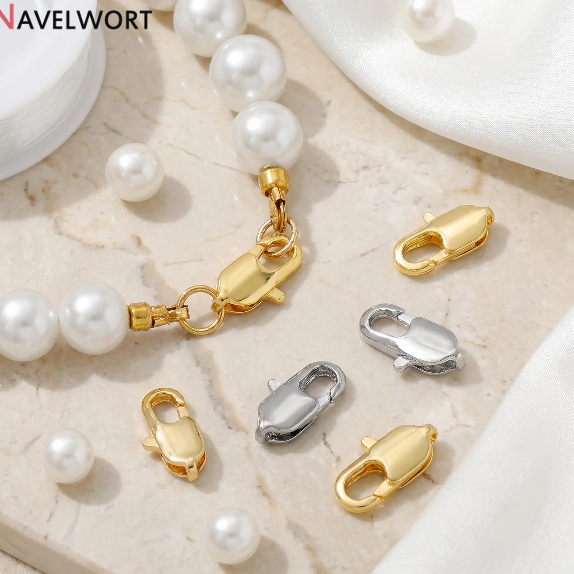 Authentic 5/10/15Pcs 14K Gold Plated Oval Lobster Clasps Accessories,For Making Jewelry Lobster Clasps Connector