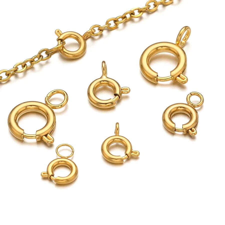 Authentic 10pcs Spring Ring Clasps Round Lobster Clasp Hooks Necklace Connectors for DIY Jewelry Bracelet Findings