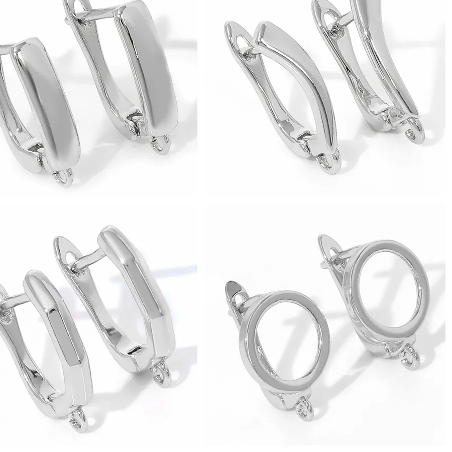 Authentic 18K Gold Plated Earwires Earrings Fixtures Basic Fasteners For Earrings,Anti-Allergy Earring Hooks Clasps Jewelry Accessories