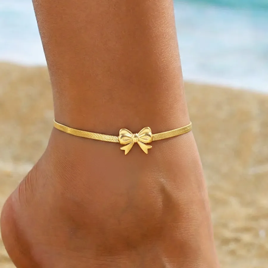Authentic Mystic Serpent Bow Anklet - Gold‑Plated Bow Knot Talisman for Foot & Ankle