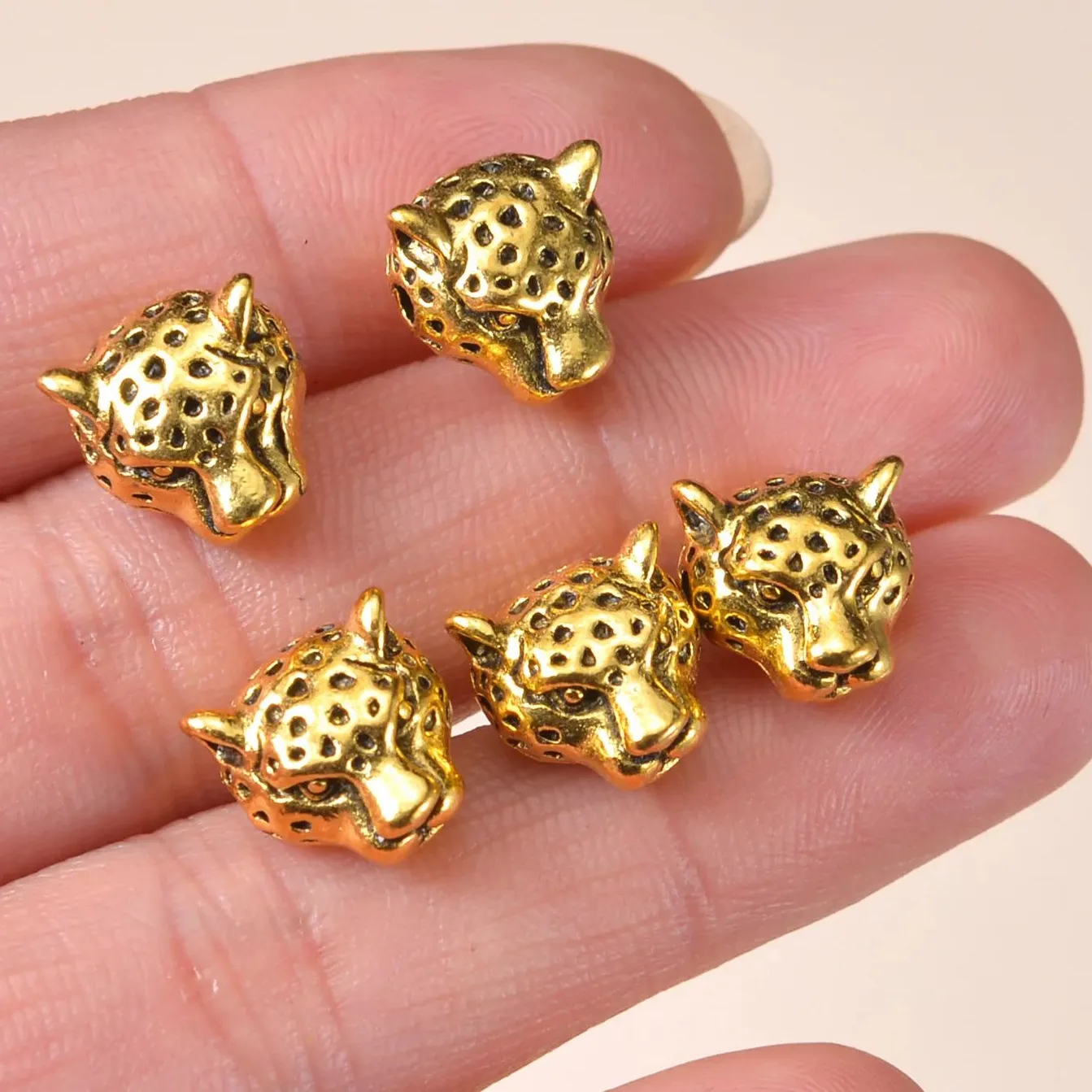 Authentic New Fashion Charms Beads Antique Gold Silver Color Lion Leopard Head Charms Beads Fit Making Bracelet DIY Jewelry