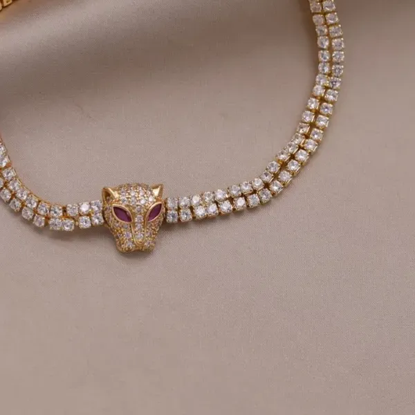 Authentic Korean design jewelry 14K gold plated luxury zircon leopard bracelet elegant women's daily work accessories