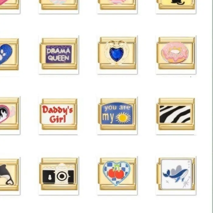 Authentic DIY Gold Stainless Steel Modular charm Bracelet Dolphin Heart Leopard Camera Strawberry Gem Bead Popular hand Chain