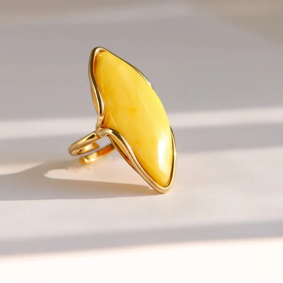 Authentic Radiant Sunstone Amulet- Baltic Butterscotch Amber Ring