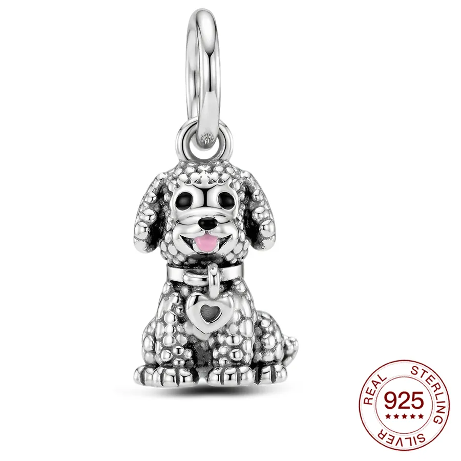 Authentic New 925 Sterling Silver Heartwarming Charms Little Dog Teddy Pendant Fit Original Bracelet DIY For Women Fashion Jewelry Gifts