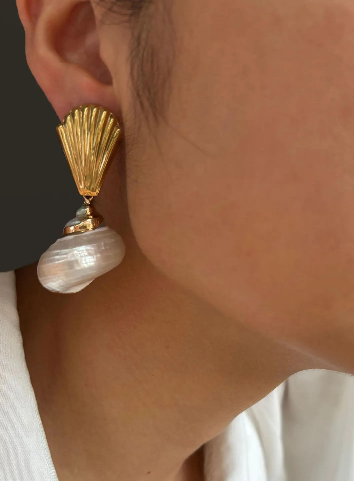 Authentic GHIDBK Unique18K Gold-plated Natural Shell Drop Earrings for Women Charming Jewelry Anti-Tarnish