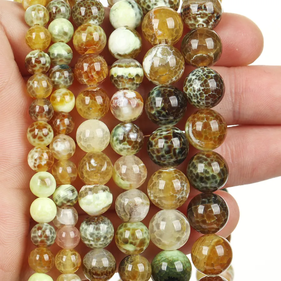 Authentic 6-10mm Natural Yellow Amber Dragon Vein Agate Beads Loose Spacer Beadds for Jewelry Making DIY Bracelet Accessories 15"