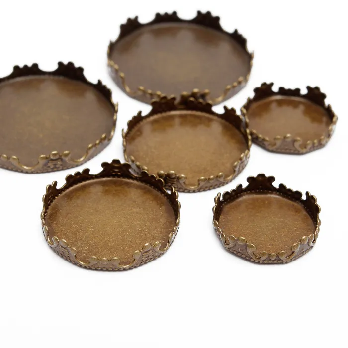 Authentic REGELIN Round Crown Pendant Base Blanks Setting DIY Cameo For Jewelry Making 20pcs Fit 15/20/25mm