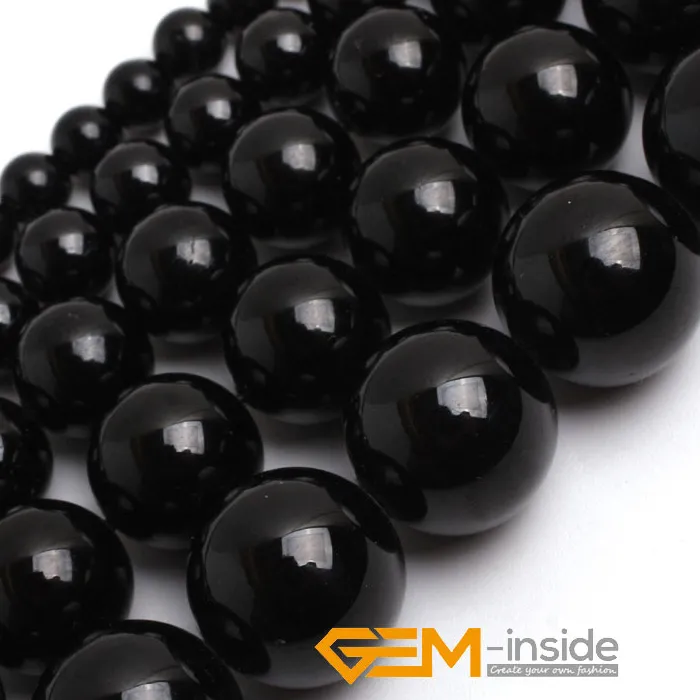 Authentic Natural Stone Black Tourmaline Round Loose Beads Strand 15 Inch Diy Bracelet Necklace Jewelry Making