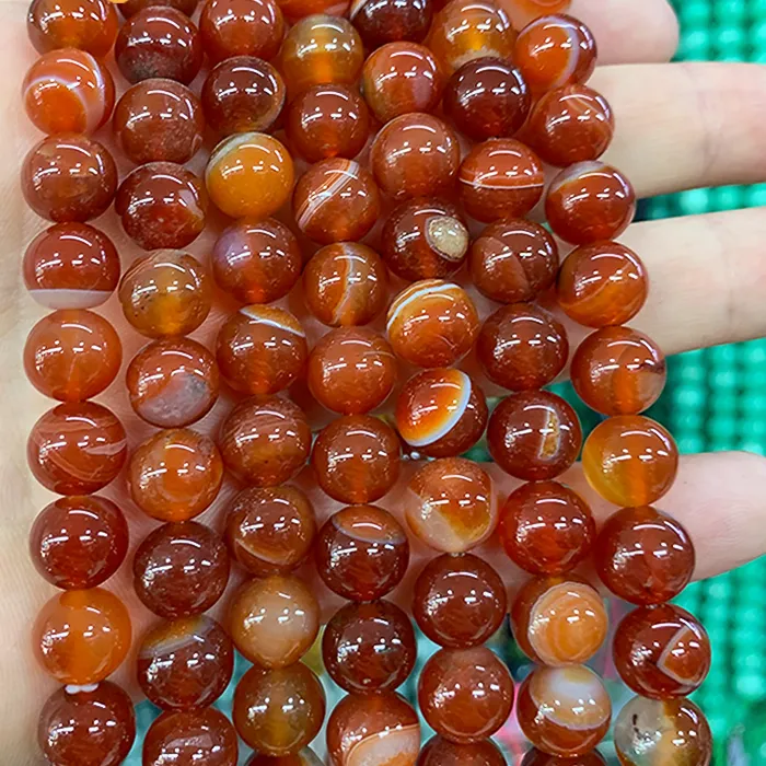 Authentic Red Line Agate Pearl Round Beads Natural Stone DIY headwear Ear Studs for Jewelry Making 15" Wholesales 4/6/8/10/12/14MM