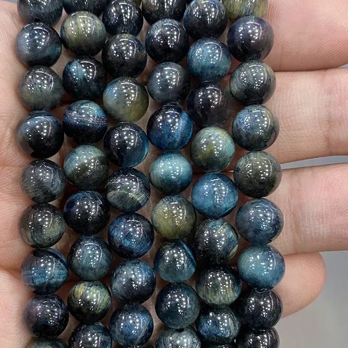 Authentic Multicolor Blue Gray Tiger Eye Agates Round Beads Diy Charms Bracelet Earrings Natural Stone For Jewelry Making 15"inch 8MM