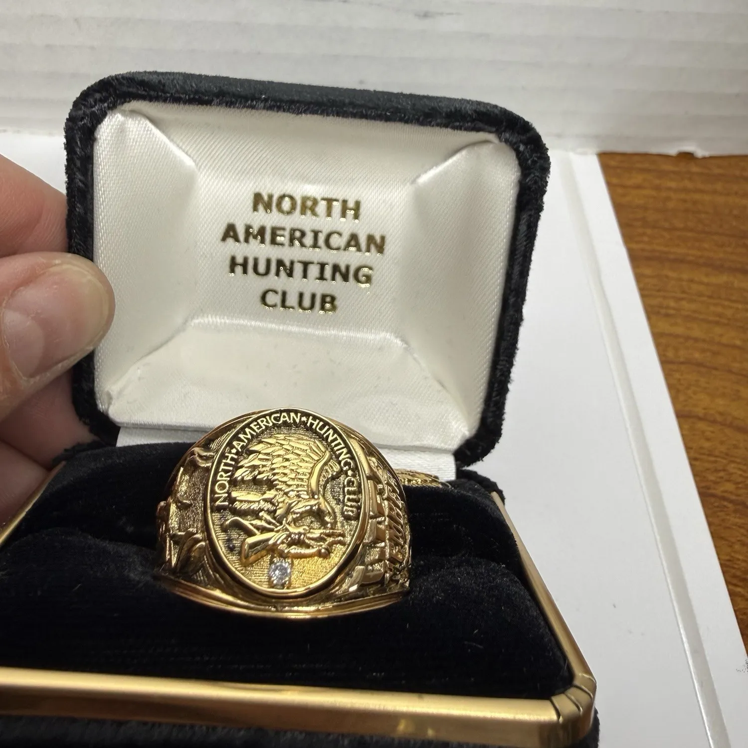 Authentic Eternal Hunter's Ring Gold Plated Silver Crest