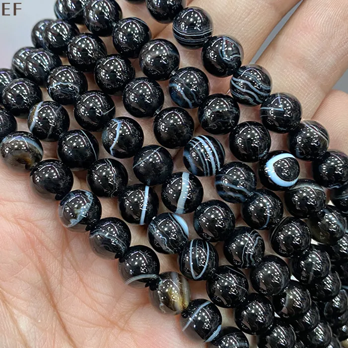 Authentic Veil of the Night: Natural Banded Black Agate Sacred Spheres