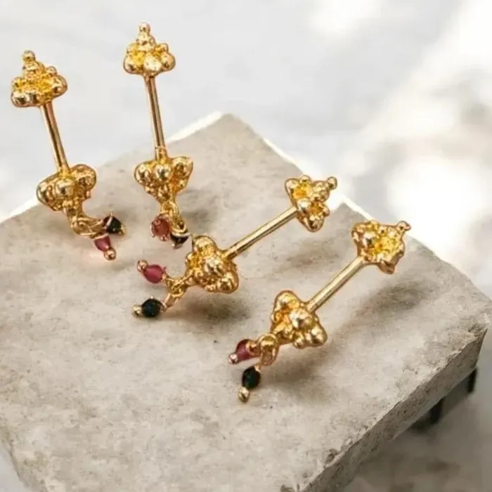 Authentic Gilded Whispers Of The Horizon Traditional Gold- Plated Bugadi Earrings