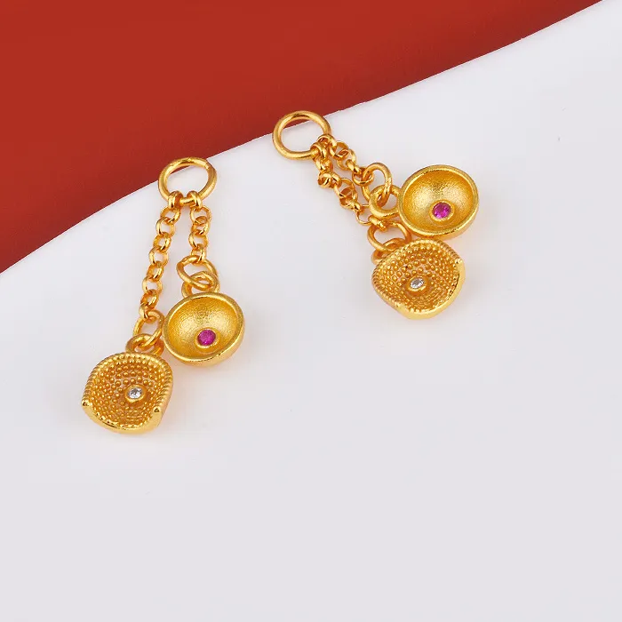 Authentic S925 pure silver ancient-style gold winnowing basket bowl tassel pendant  handmade diy bracelet, beaded and woven rope