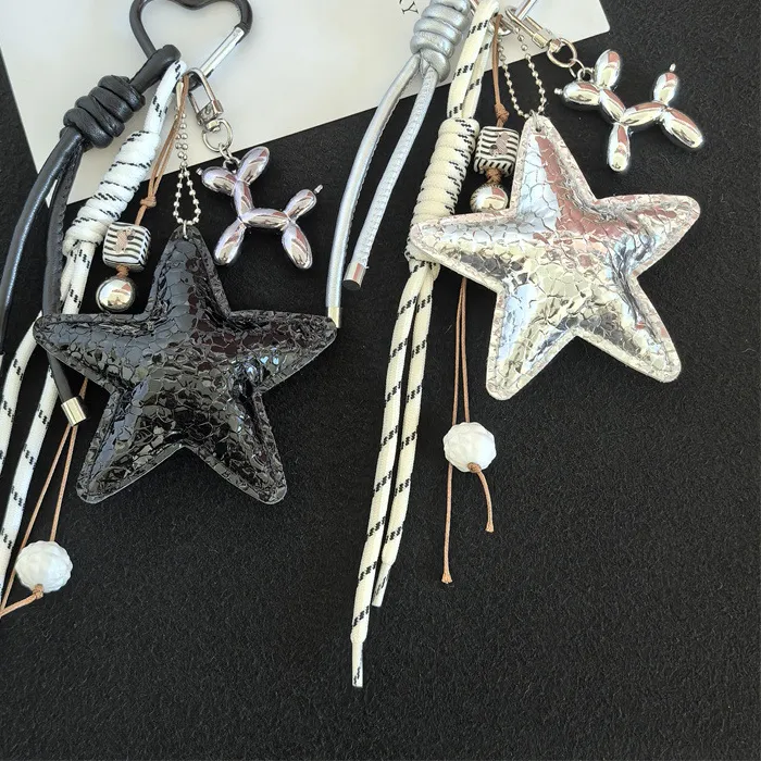 Authentic 2025 New PU Leather Starfish Bag Charm Cute Decorative Keychain Decoration Fashion Braided Rope Bag Accessorie Party Jewerly